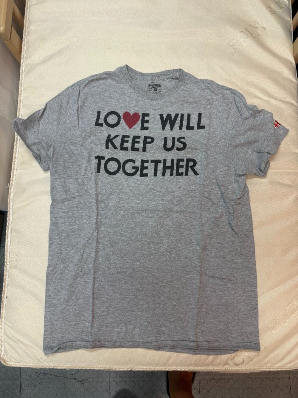 Homage Love Will Keep Us Together Heart Tee Grey Size M